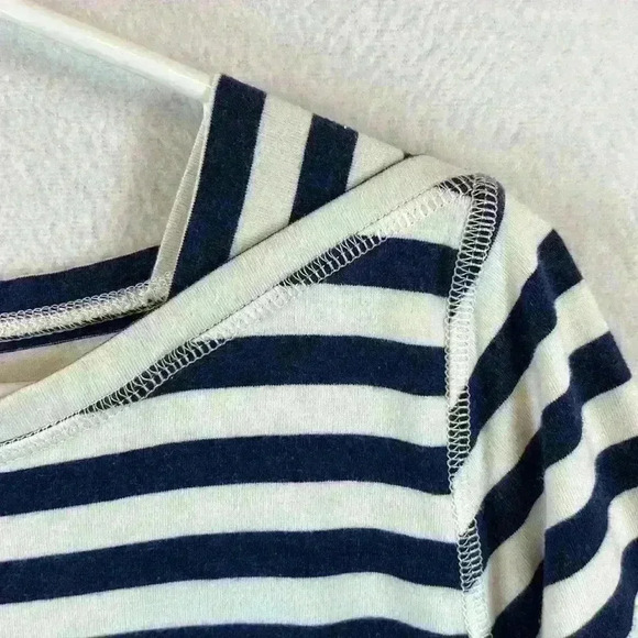 Soft Surroundings Women’s Tee Size Small Blue and White Stripe Boat Neck - Picture 5 of 8